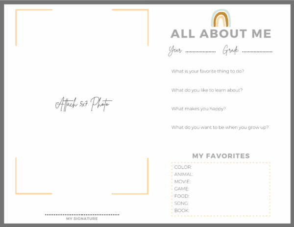 ALL ABOUT ME PRINT OUTS